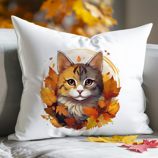 POSZEWKA DEKORACYJNA 50x70 JASIEK OZDOBNA JESIENNA KOT