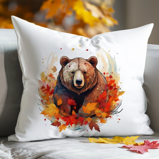 POSZEWKA DEKORACYJNA 50x70 JASIEK OZDOBNA JESIENNA NIEDŹWIEDŹ