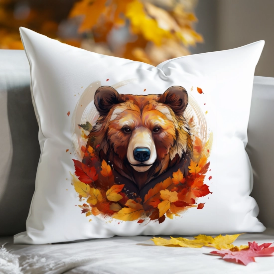 POSZEWKA DEKORACYJNA 50x70 JASIEK OZDOBNA JESIENNA NIEDŹWIEDŹ