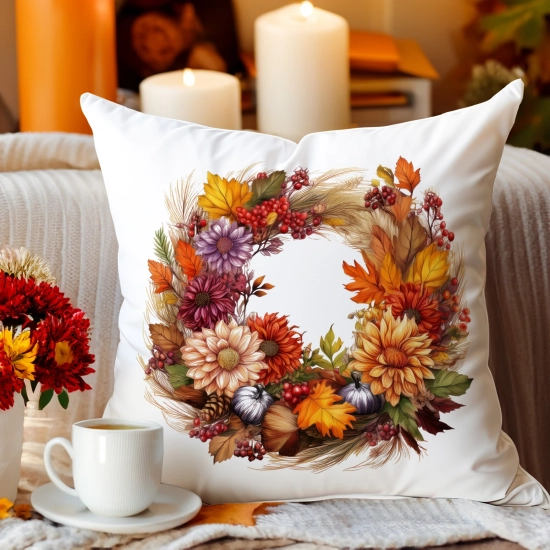 POSZEWKA DEKORACYJNA JESIENNA VELVET 40x40 WELUROWA JESIEŃ KWIATY