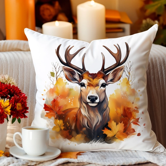 POSZEWKA DEKORACYJNA 45x45 JASIEK OZDOBNA JESIENNA SARNA JELEŃ