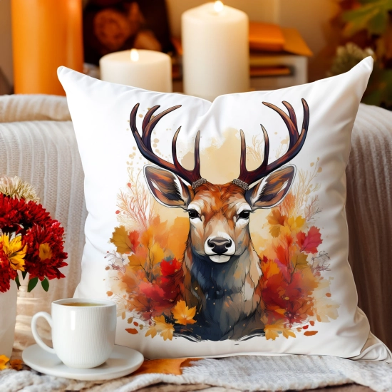 POSZEWKA DEKORACYJNA 45x45 JASIEK OZDOBNA JESIENNA SARNA JELEŃ