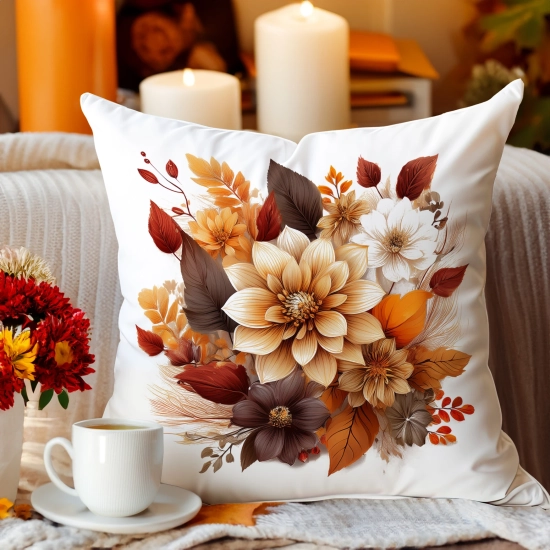 POSZEWKA DEKORACYJNA 40x40 JASIEK OZDOBNA JESIENNA KWIATY