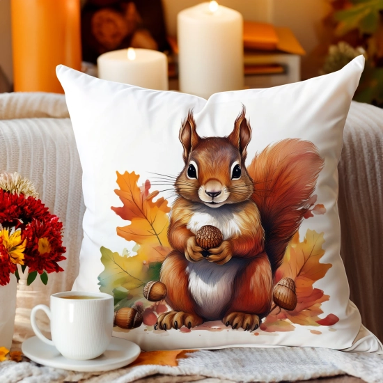 POSZEWKA DEKORACYJNA 45x45 JASIEK OZDOBNA JESIENNA WIEWIÓRKA