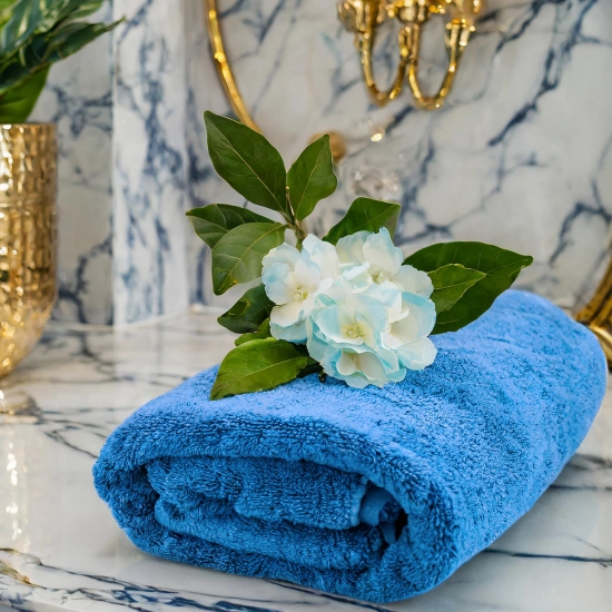 GRUBY RĘCZNIK KĄPIELOWY 50x100cm 500g/m2 PREMIUM CHŁONNY NIEBIESKI