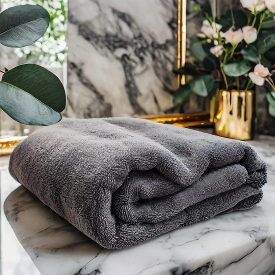 GRUBY RĘCZNIK KĄPIELOWY 30x50cm 550g/m2 PREMIUM CHŁONNY SZARY