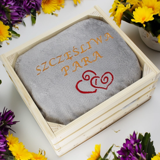 PREZENT ŚLUBNY ZESTAW KOC 160x200 + OZDOBNA SKRZYNKA