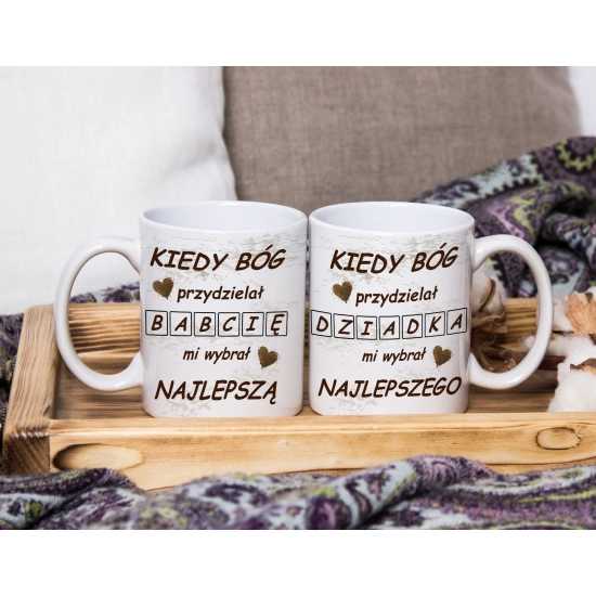KOMPLET PREZENT DLA BABCI I DZIADKA PODUSZKA KUBEK BABCIA DZIADEK ZESTAW
