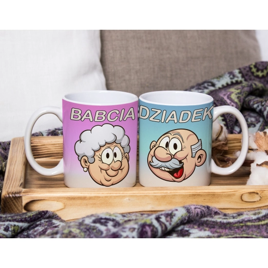 PREZENT ZESTAW NA DZIEŃ BABCI I DZIADKA KUBKI + MIÓD BABCIA DZIADEK KOMPLET