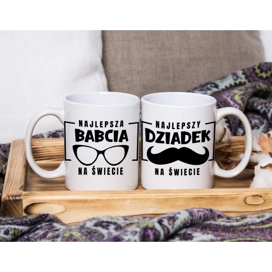 KOMPLET PREZENT DLA BABCI I DZIADKA PODUSZKA KUBEK BABCIA DZIADEK ZESTAW