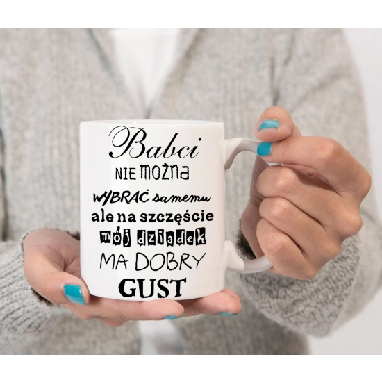 KOMPLET PREZENT DLA BABCI PODUSZKA 40x40 KUBEK 330ml BABCIA ZESTAW