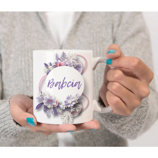 KOMPLET PREZENT DLA BABCI PODUSZKA 40x40 KUBEK 330ml BABCIA ZESTAW