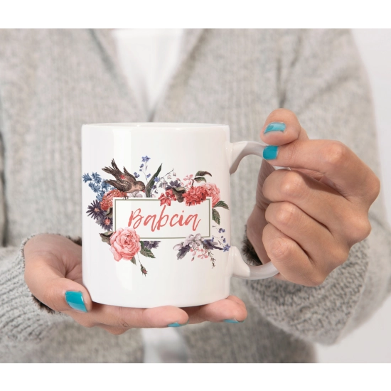 KOMPLET PREZENT DLA BABCI PODUSZKA 40x40 KUBEK 330ml BABCIA ZESTAW