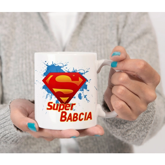 KOMPLET PREZENT DLA BABCI PODUSZKA 40x40 KUBEK 330ml BABCIA ZESTAW