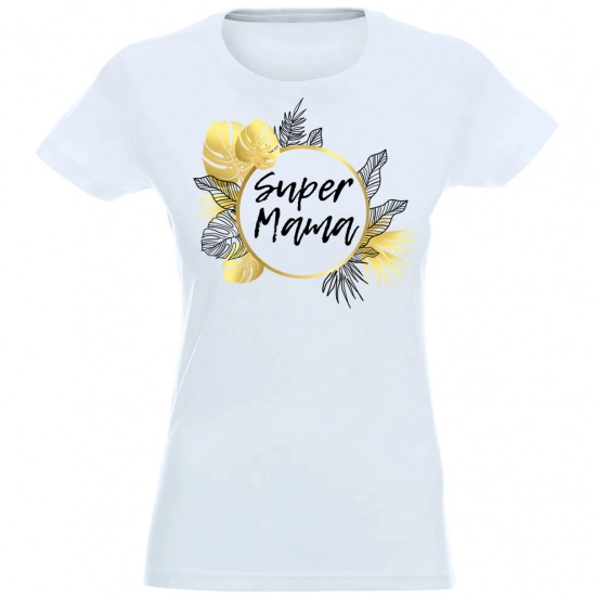 T-SHIRT KOSZULKA DAMSKA NADRUK GOLD SUPER MAMA