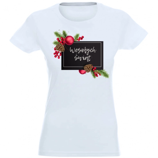 T-SHIRT KOSZULKA DAMSKA ŚWIĄTECZNA NADRUK -
