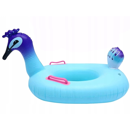 Dmuchane kółko do pływania w kształcie pawia dla dzieci na tle basenu