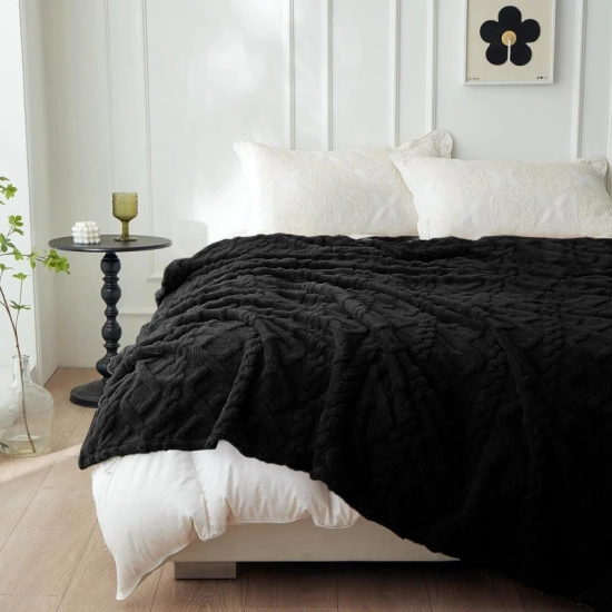 KOC 200x220 NARZUTA NA ŁÓŻKO WARMELO WARKOCZ SWETEREK KAPA PLED CZARNY