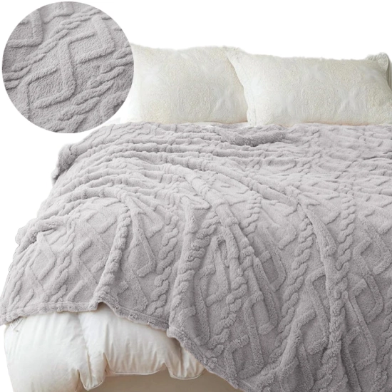 KOC 200x220 NARZUTA NA ŁÓŻKO WARMELO WARKOCZ SWETEREK KAPA PLED SZARY