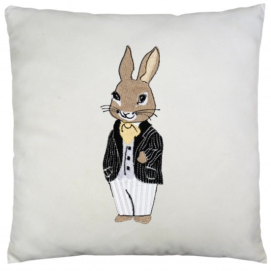 POSZEWKA DEKORACYJNA WELUROWA 40x40 Z HAFTEM WIELKANOCNA VELVET ZAJĄCZEK