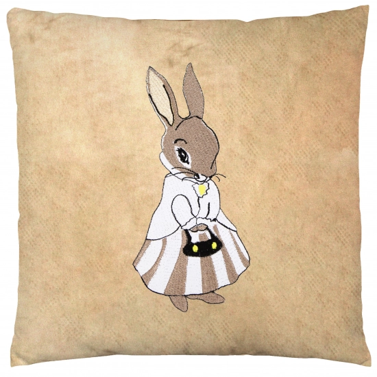 POSZEWKA DEKORACYJNA WELUROWA 40x40 Z HAFTEM WIELKANOCNA VELVET ZAJĄCZEK