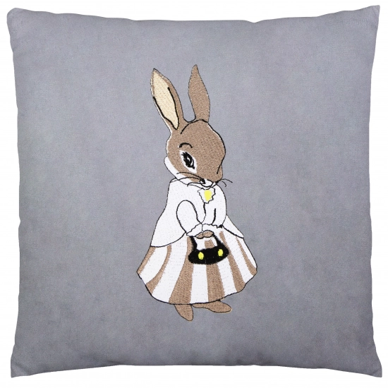 POSZEWKA DEKORACYJNA WELUROWA 40x40 Z HAFTEM WIELKANOCNA VELVET ZAJĄCZEK
