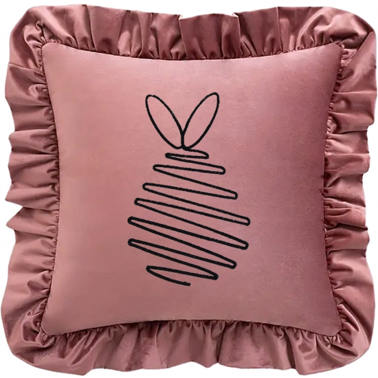 POSZEWKA DEKORACYJNA WIELKANOCNA Z HAFTEM 40x40 VELVET Z FALBANKĄ PISANKA