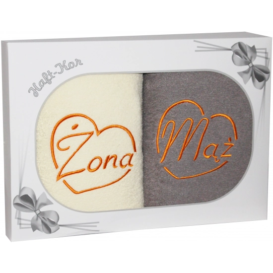 PREZENT ŚLUBNY ZESTAW DWÓCH RĘCZNIKÓW