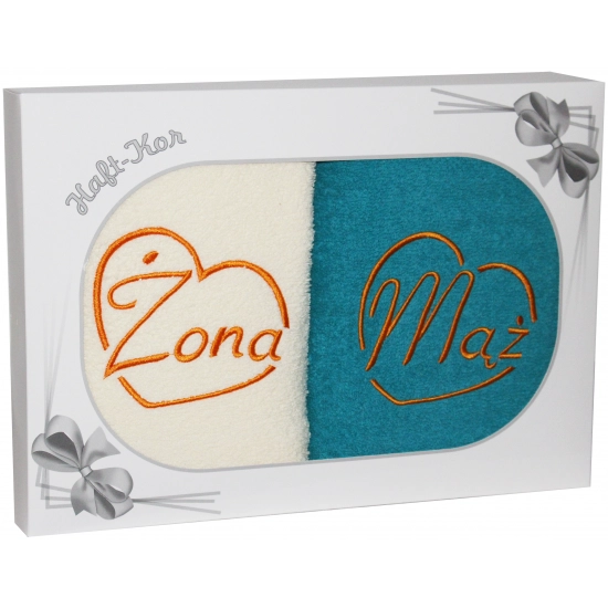 PREZENT ŚLUBNY ZESTAW DWÓCH RĘCZNIKÓW